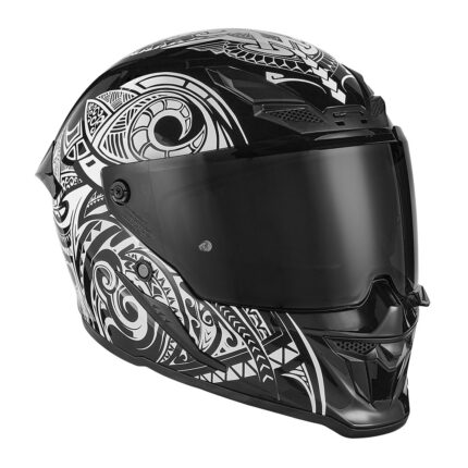 Kaciga NOX EXKLUSIV GOLIATH MAORI Full Face mat crno bela S