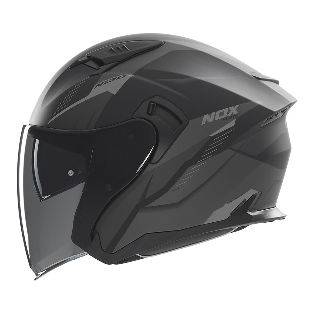 Kaciga NOX Jet N130 MYST mat crno srebrna M
