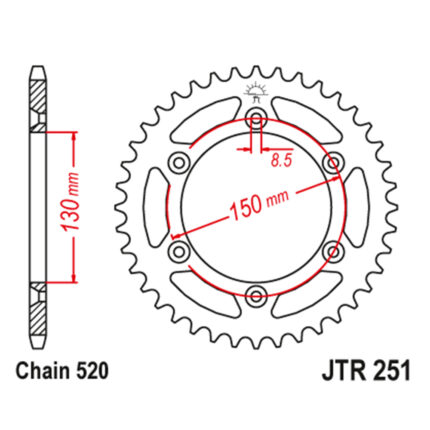 Lančanik zadnji JT JTR251-51 (520) 51 zub