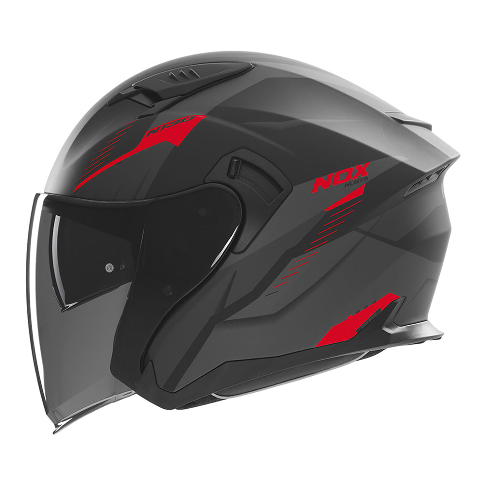 Kaciga NOX Jet N130 MYST mat crno crvena S