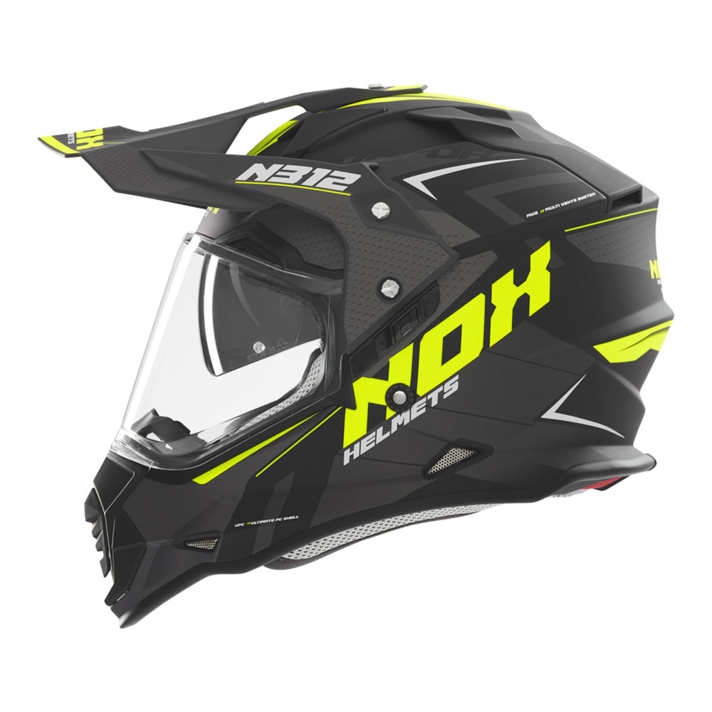 Kaciga NOX Enduro sa vizirom N312 VAPOR mat crno žuta L