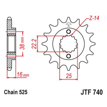 Lančanik prednji JT  JTF740-15 (525)15 zuba
