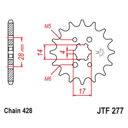 Lančanik prednji JT JTF277-14 (428) 14 zuba