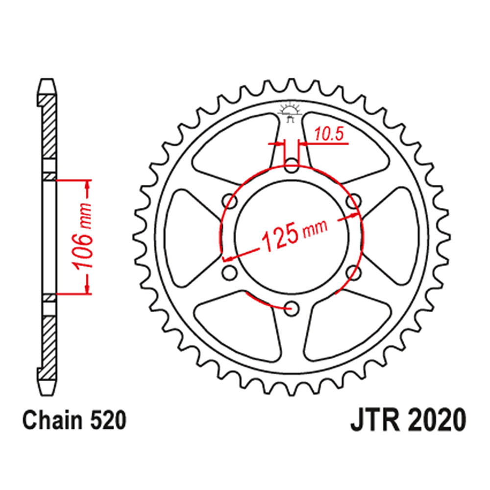 Lančanik zadnji JT JTR2020-51 (520) 51 zub