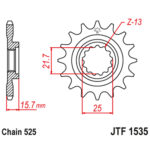 Lančanik prednji JT JTF1535-15RB-50-29024 (525)15 zuba