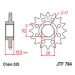 Lančanik prednji JT JTF704-16RB (525)16 zuba