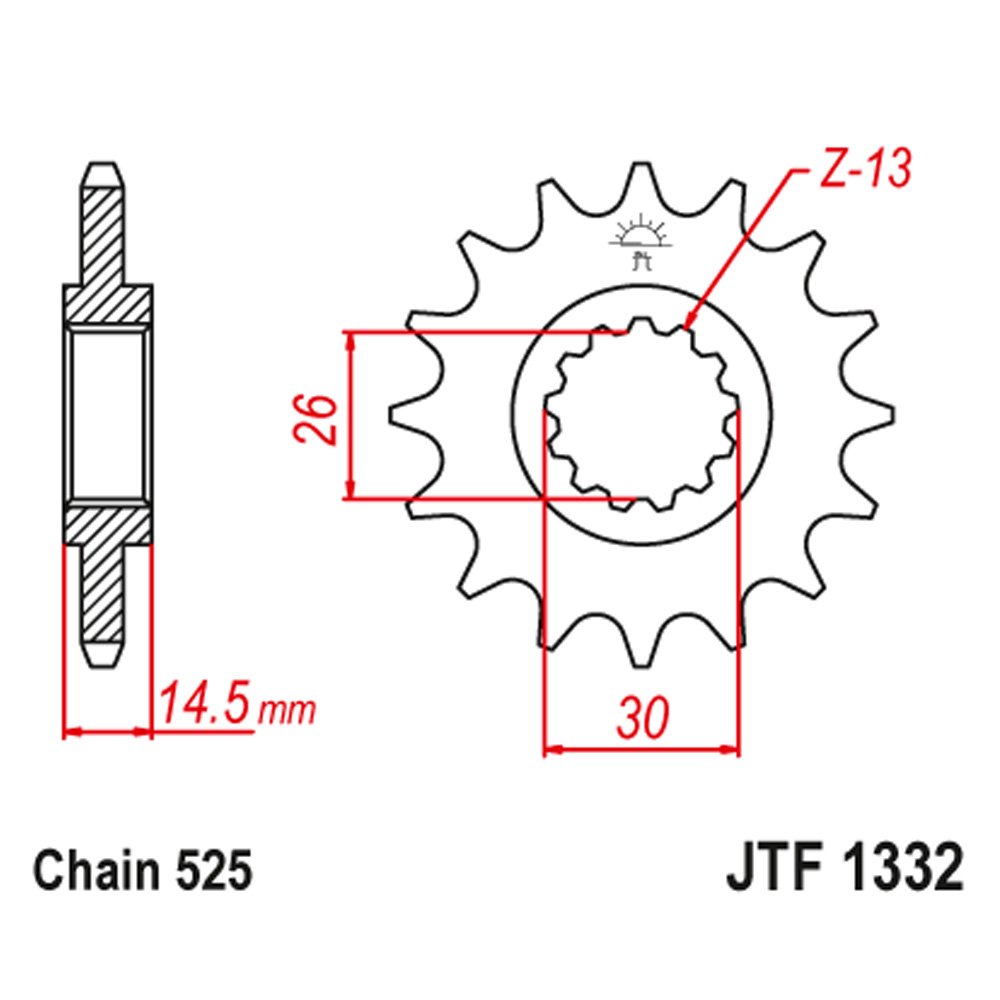 Lančanik prednji JT JTF1332-16 (525) 16 zuba