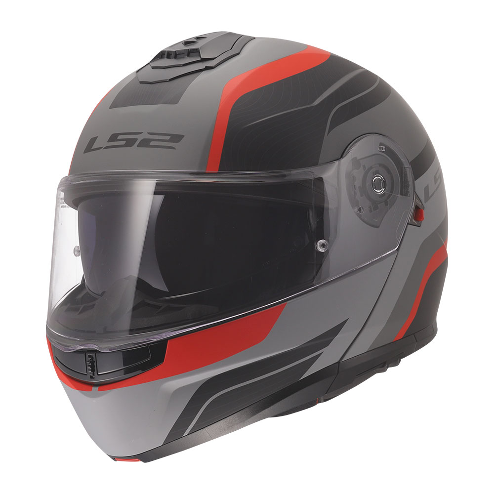 Kaciga LS2 Flip Up FF908 STROBE II MONZA crno sivo crvena