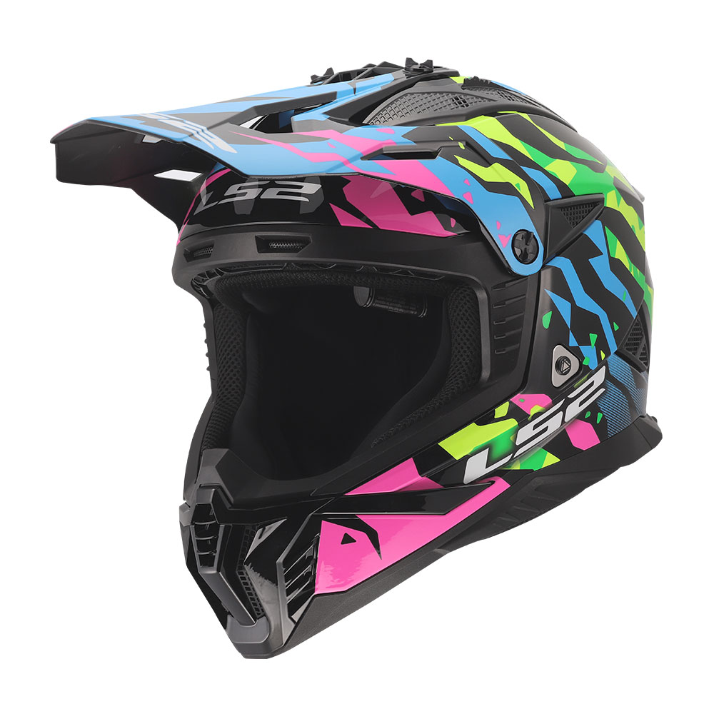Kaciga LS2 Cross MX708 FAST II GROTESK plavo rozo zelena XXL