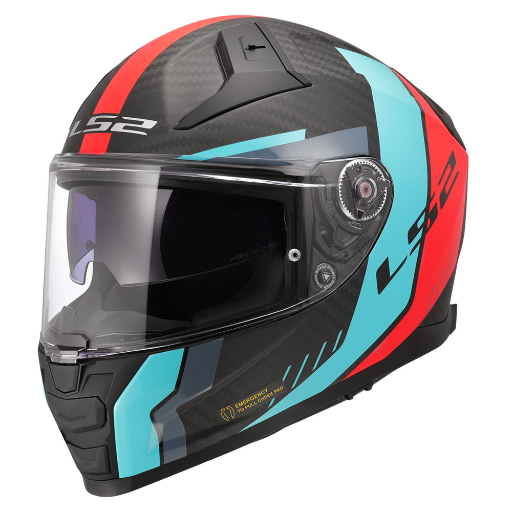 Kaciga LS2 Full Face FF811 VECTOR II CARBON GRID plavo crvena sa naočarima XXL