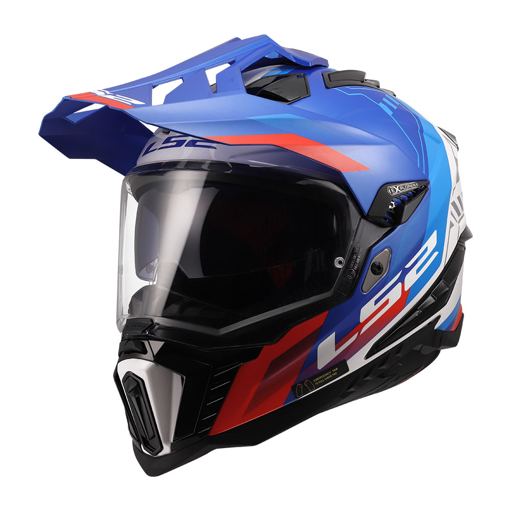 Kaciga LS2 Enduro MX701 EXPLORER HEXA belo plavo crvena
