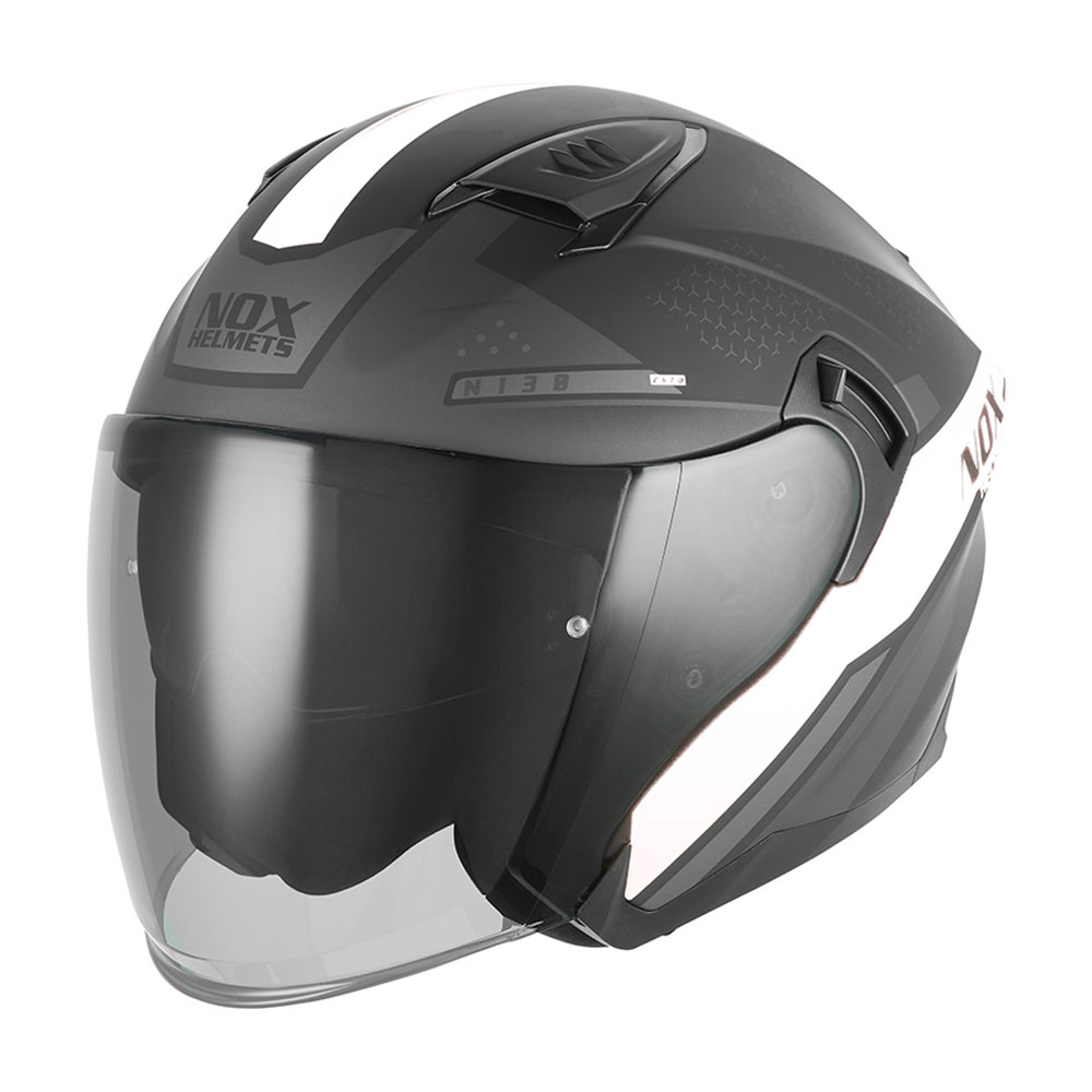 Kaciga NOX Jet N130 EKTO belo mat crna