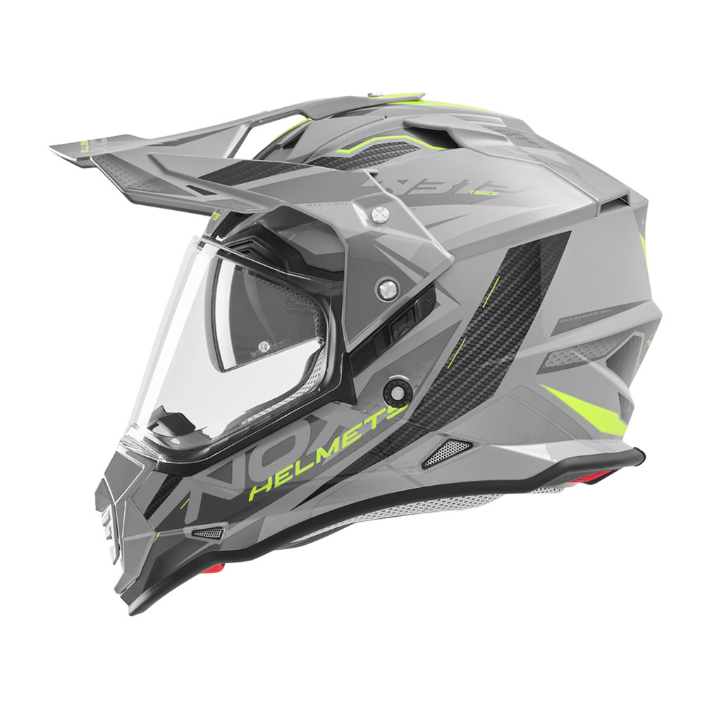 Kaciga NOX Enduro sa vizirom N312 TRACK žuto nardo siva