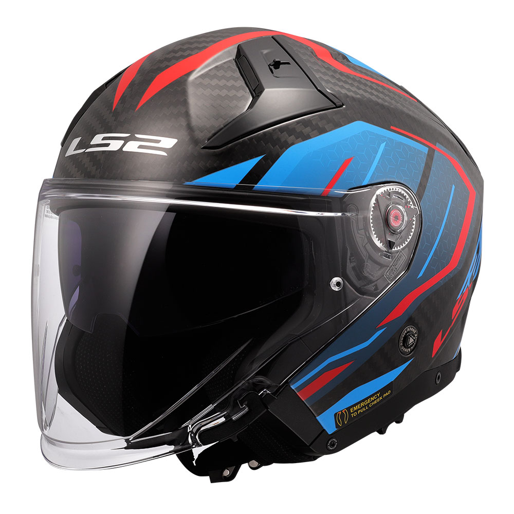 Kaciga LS2 Jet OF603 INFINITY II CARBON URUS plavo crvena
