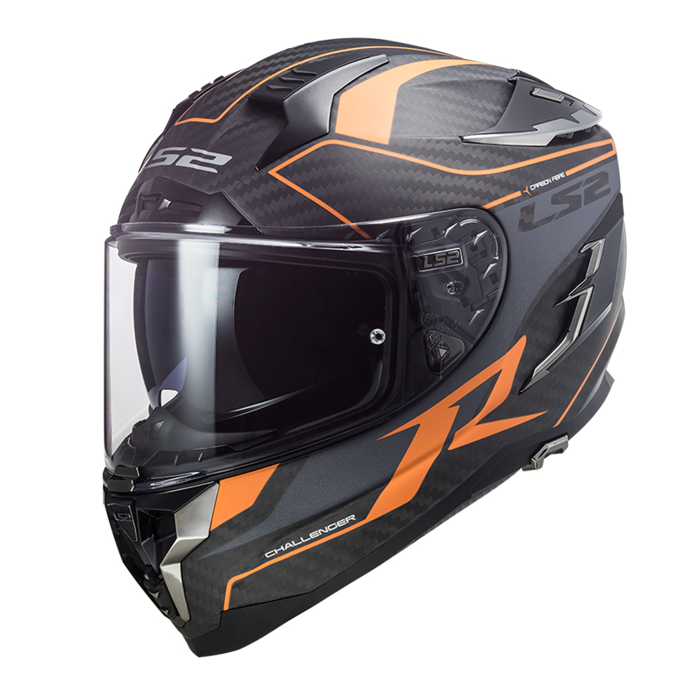 Kaciga LS2 Full Face FF327 CHALLENGER CARBON narandžasta sa naočarima XL