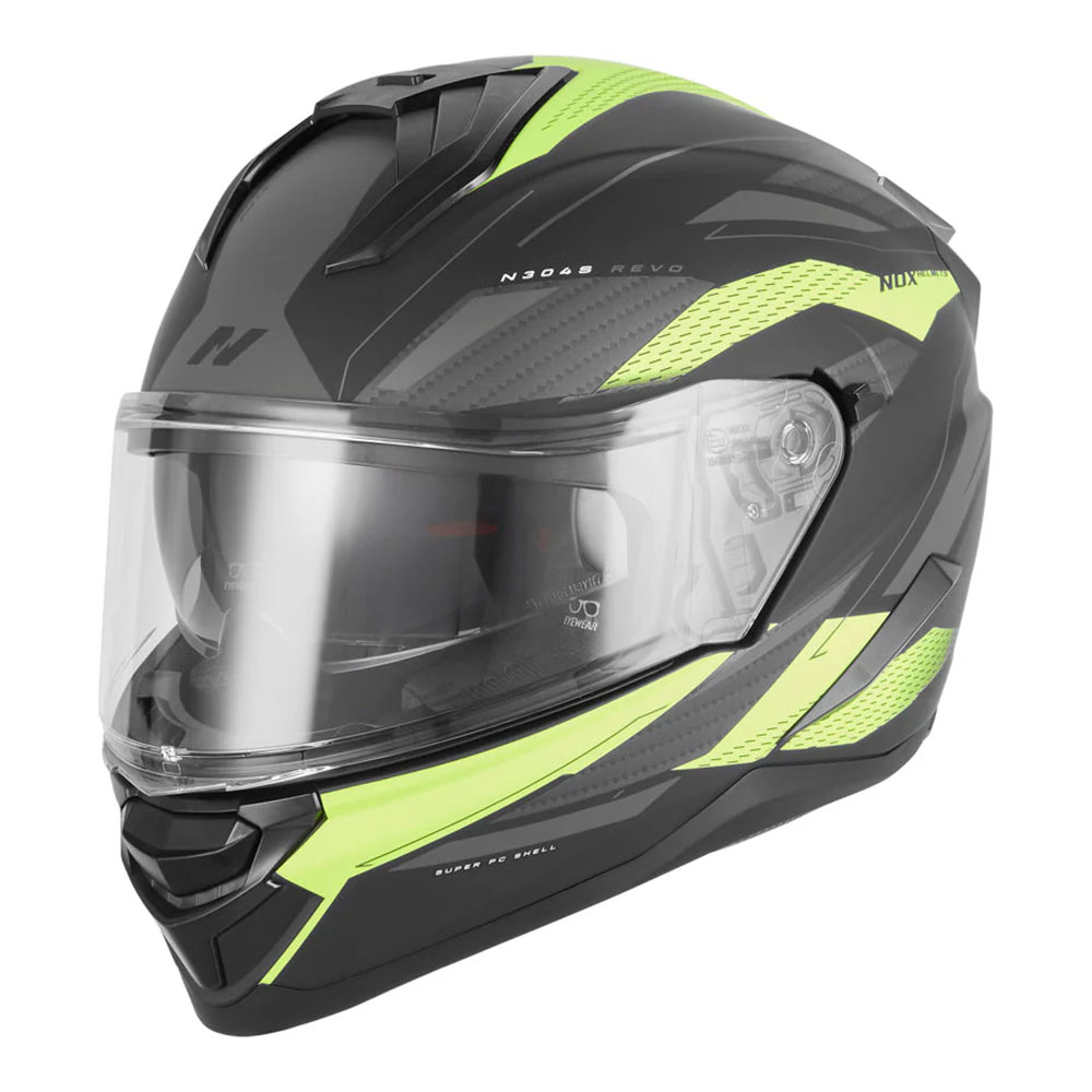 Kaciga NOX Full Face sa naočarima N304 S REVO YELLOW MATT BLACK 2XL