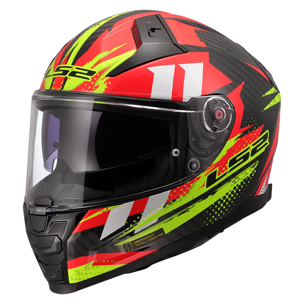 Kaciga LS2 Full Face FF811 VECTOR II CARBON TANTIC crveno žuta XL