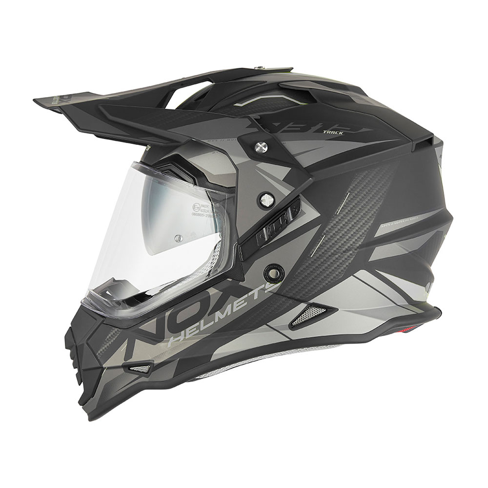 Kaciga NOX Enduro sa vizirom N312 TRACK mat crno srebrna