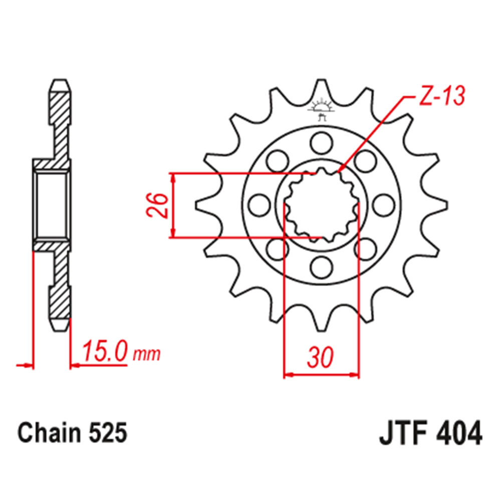 Lančanik prednji JT JTF404-17RB (525) 17 zuba