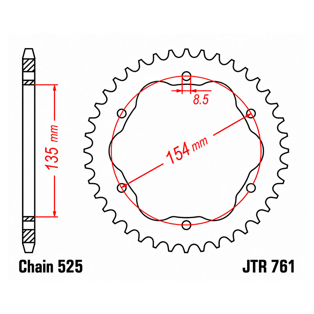 Lančanik zadnji JT JTR761-43 (525) 43 zuba