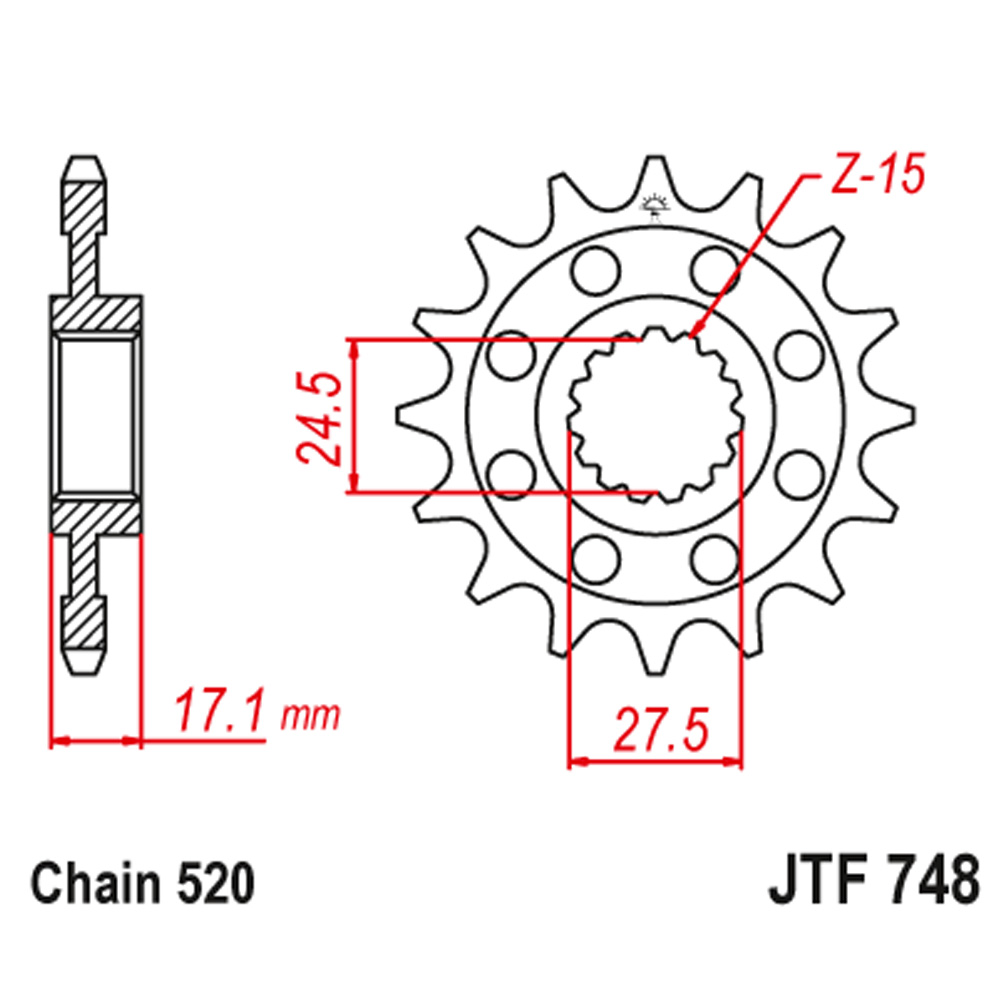 Lančanik prednji JT JTF748-15RB (520) 15 zuba