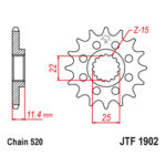 Lančanik prednji JT  JTF1902-16RB (520) 16 zuba