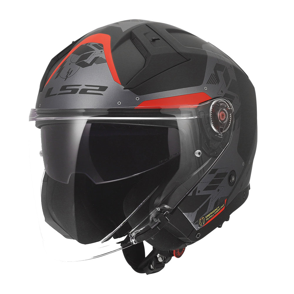 Kaciga LS2 Jet OF603 INFINITY II NIGHTLINE sivo crvena M